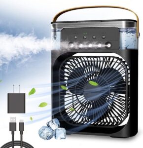 portable air conditioner fan, mini evaporative air cooler 7 colors led light