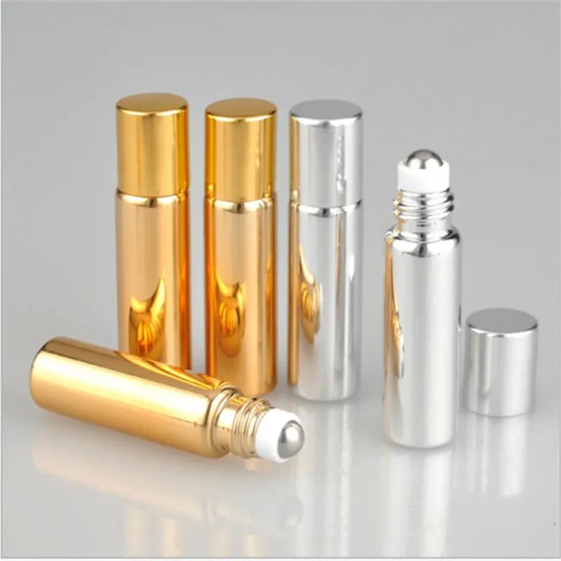 5ml metal roller refillable bottle essential oils roll on glass perfume bottles cosmetics container lotion spray atomizer