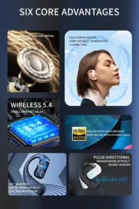 Earpiece Business Headphones Earbuds Single Ear Earpiece Wrap Around Earbuds with Earhooks Bluetooth-compatible Earphone