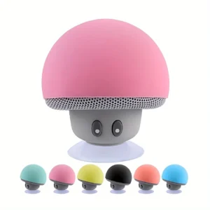Cute Mushroom Portable Wireless Bluetooth Speaker, Mini Cartoon Design with Suction Cup & Phone Stand, Fall Proof Ideal Gift