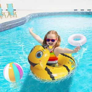 Cute Bee Baby Swimming Ring Float Inflatable Swim Ring With Seat Handles 1-4 Years Toddler Pool Floatation Devices Water Sport