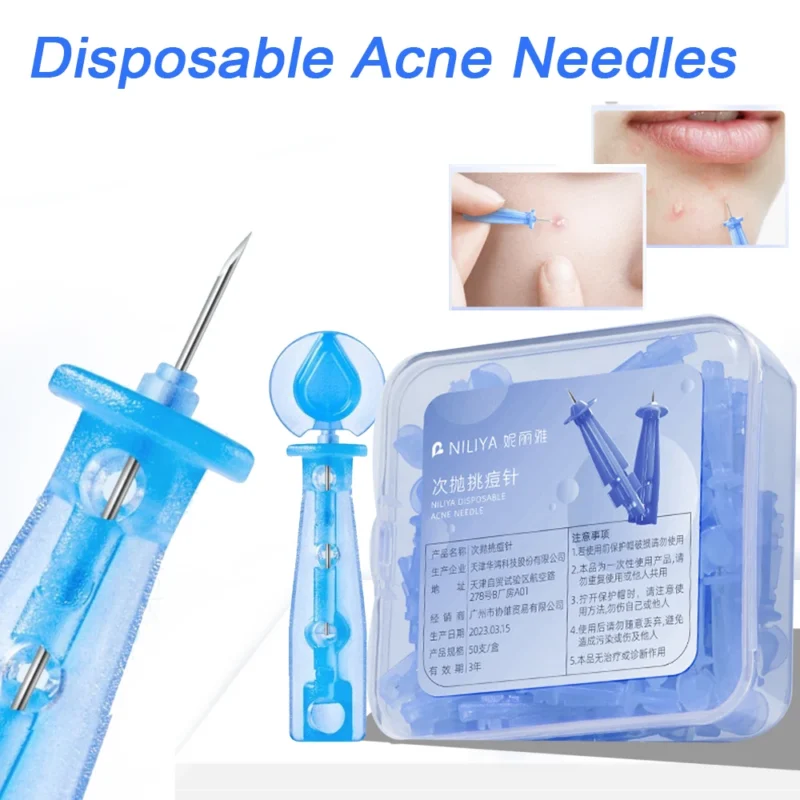 disposable acne needles blackhead remover kit, beauty skin care tool for pimples & fat granules