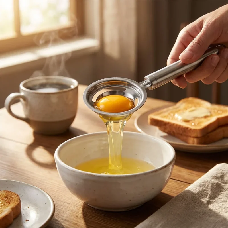 Home Stainless Steel Egg Separator - Kitchen Baking Egg Yolk & White Separator Tool Cozy Home Cooking Helper