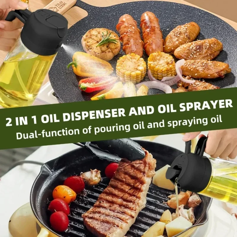 2 in1 oil spray bottle plastic kitchen barbecue cooking olive oil dispenser oil jar baking vinegar soy sauce spray container