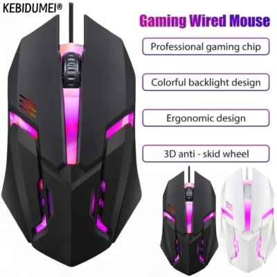 USB Wired Gaming Mouse 5000 DPI 3 Buttons Silent Mause Backlit Professional Gamer Mice Ergonomic Computer Mouse For PC Laptop