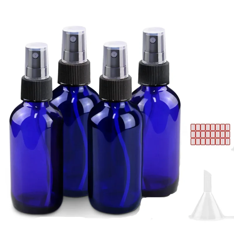 1 piece 5ml /100ml blue glass spray bottle with mist sprayer for essential oil refillable portable travel