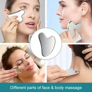 Stainless Steel Gua Sha & Ice Face Roller Kit – Cooling Facial Tool For Lifting Puffiness Reduction & Skin Care 3PCS Beauty