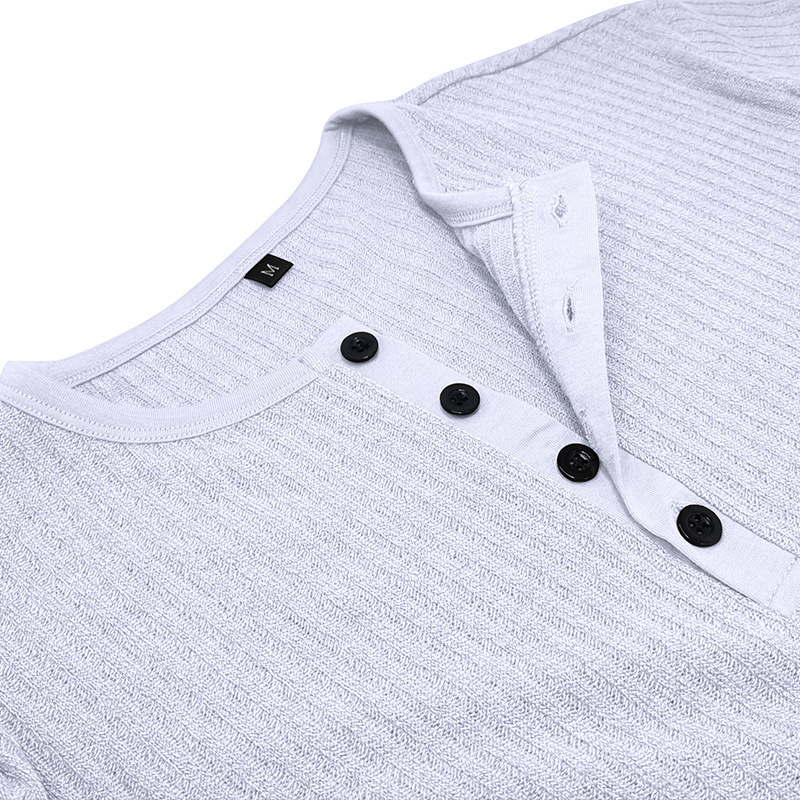 Slim Fit Short-sleeved Shirts Summer V-neck Button T-shirt Men's Clothing - Image 2