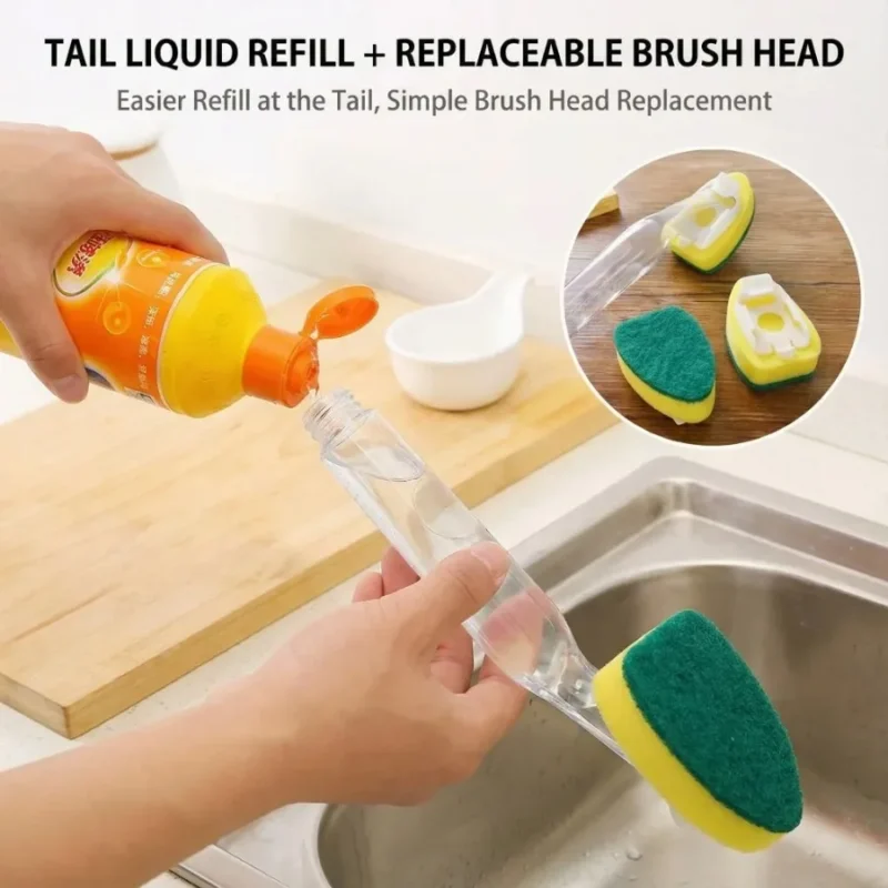 Sponge Pot Scrubber Brush, Durable Dish Washing & Sink Cleaning Tool for Home Kitchen